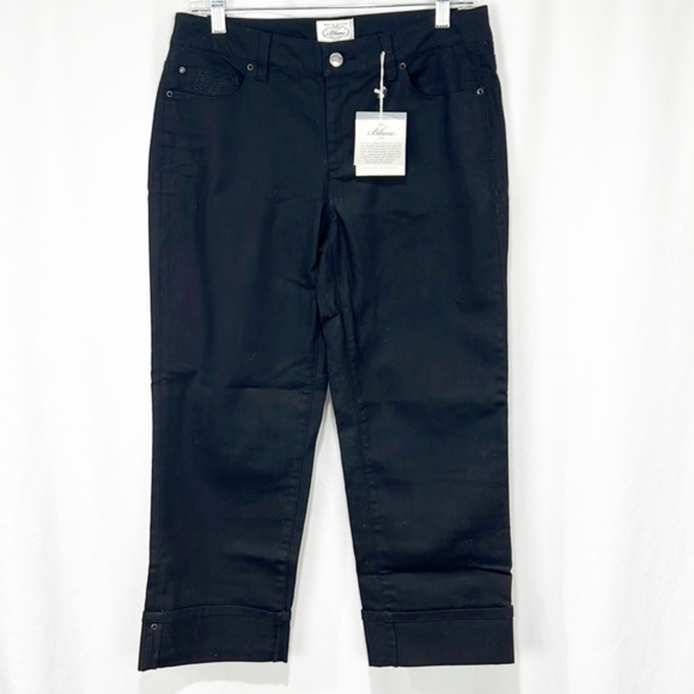 White House Black Market Black Cropped Pants size 8 NWT Cuffed Ankle